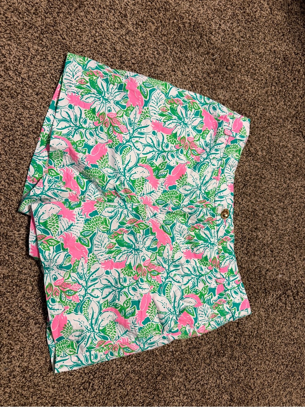 Lilly Pulitzer Pink, Green & White Tropical Print Bermudas